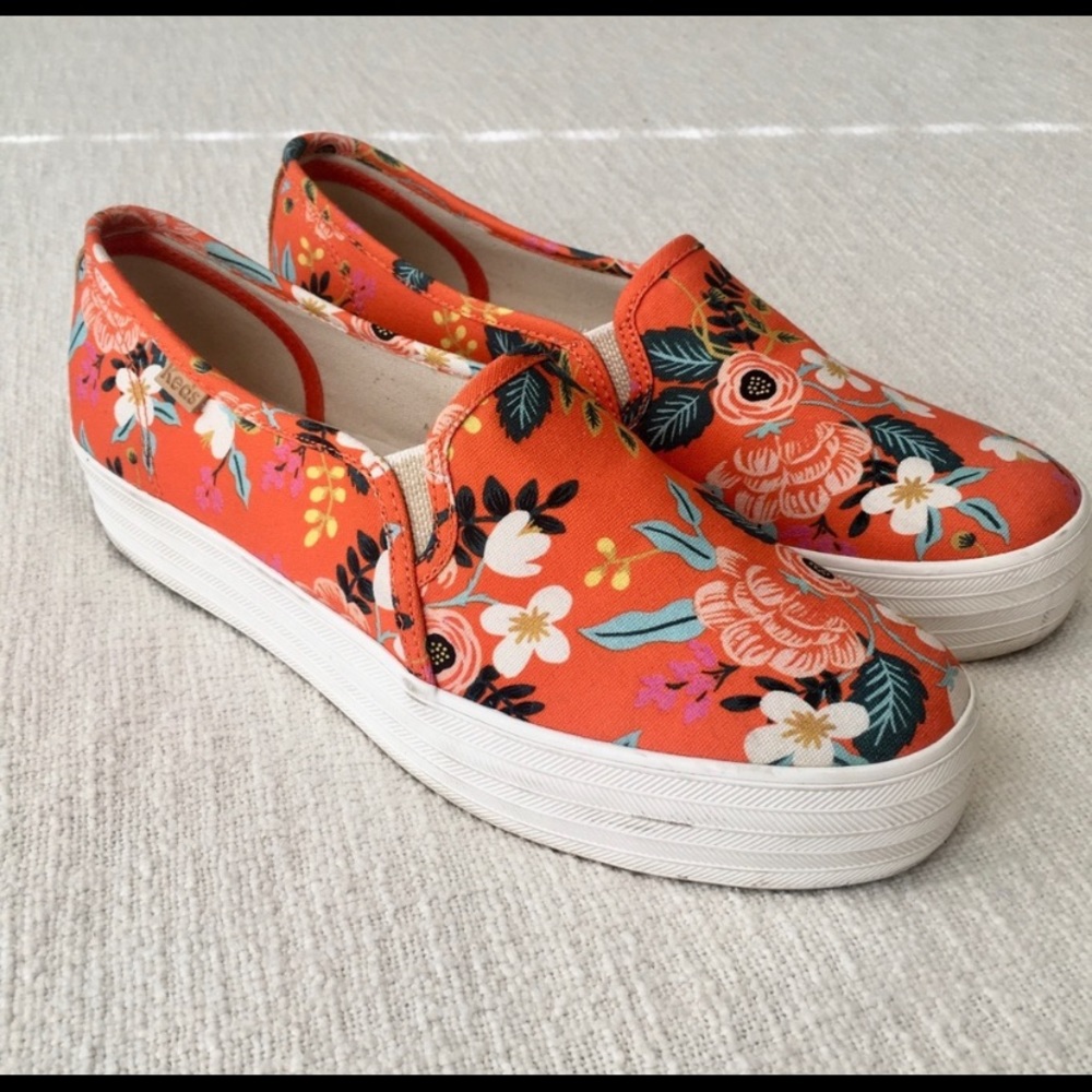 Orange Rifle Paper Co./Keds triple decker slip ons